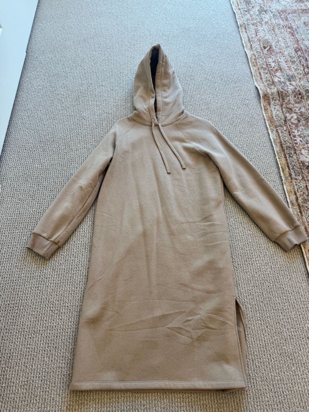 H&M Hooded Sweatshirt Dress in Taupe Beige